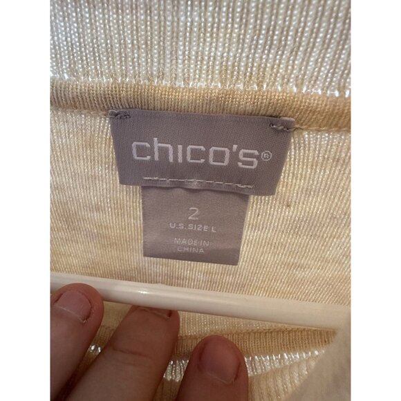CHICOS Womens SWEATER Long Sleeve Light Cream Turtleneck Size‎ 2 (L/12) SOFT - Picture 5 of 8